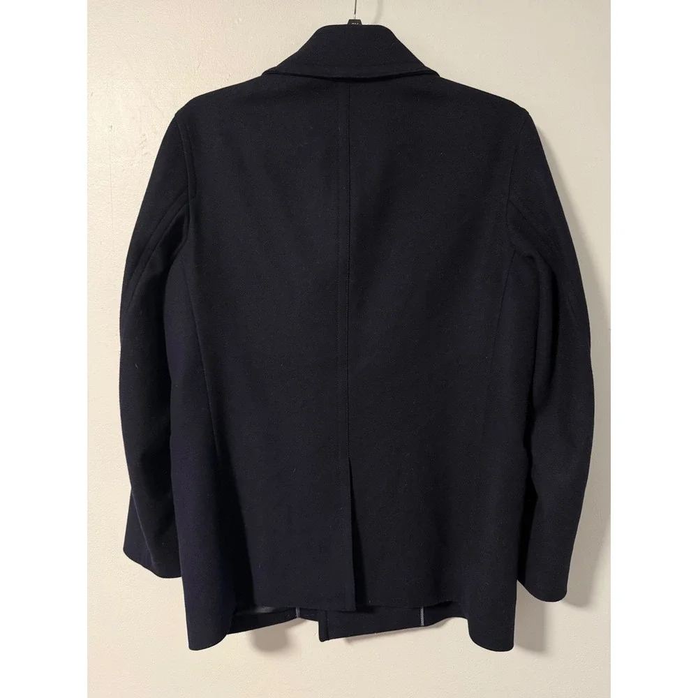 Banana Republic Mens Navy Blue Italian Wool Blend Pea Coat Mario Bellucci Med